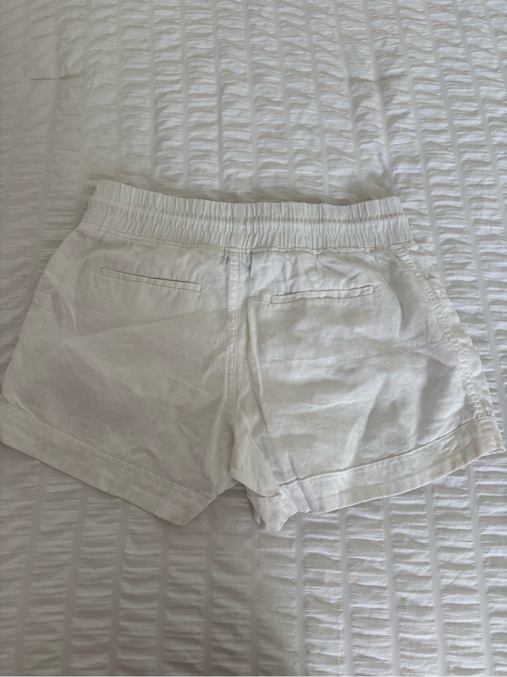 Athleta Cabo Linen White Drawstring Shorts - Picture 3 of 4